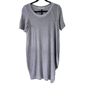 Gershon Bram assymetric balloon hem faded seams khaki SS tunic dress size S